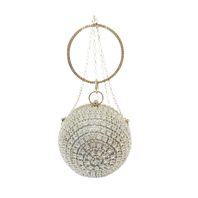 New Fashion Banquet Bag Party Evening Bag Round Spherical Silver Mini Bag Hand Carrying Evening Bag