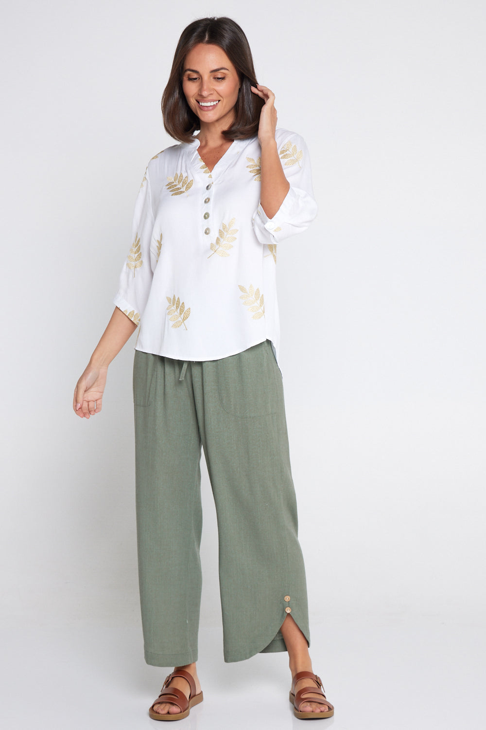 Felicity Linen Pants - Khaki