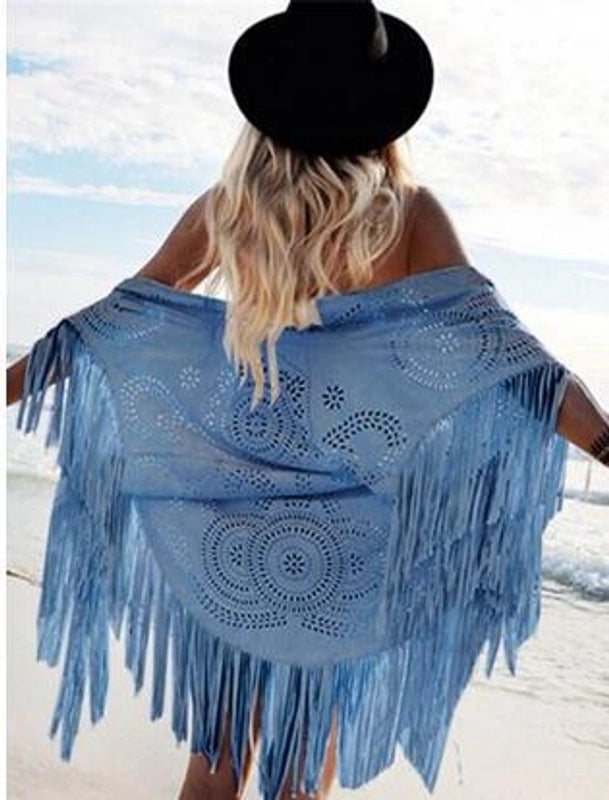 Shawl Summer New Women's Top Tassel Shawl Retro Simple Suede Cape Production