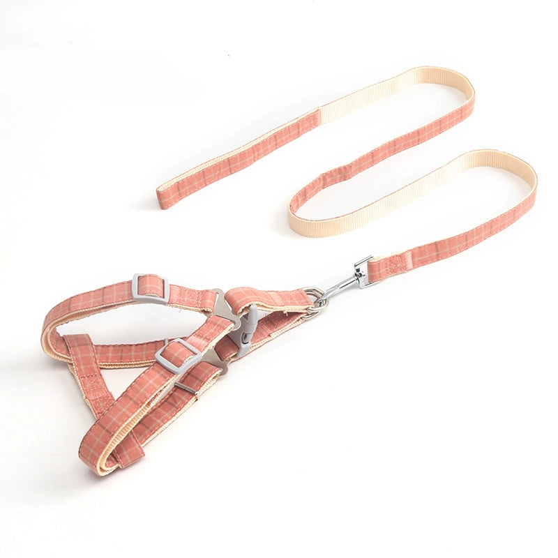 Second Generation Upgraded Pet Leash  Two-color Plaid Imitation Nylon Dog Leash