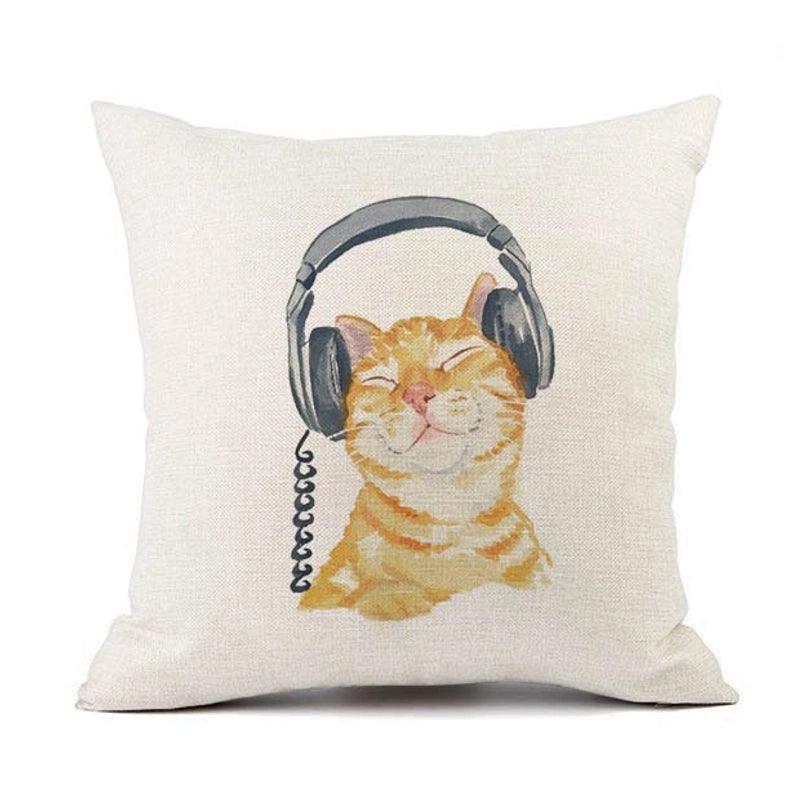 2 Pieces Cute Animal Cat Blended Pillow Cases