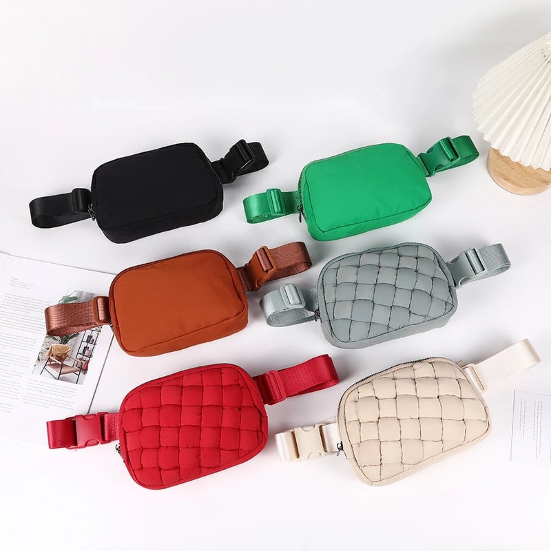 Unisex Basic Solid Color Nylon Waist Bags