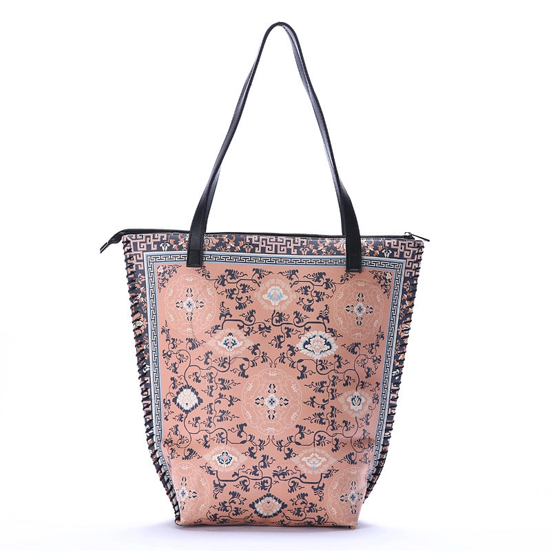 Women's Large Pu Leather Geometric Basic Vacation Bucket Zipper Shoulder Bag