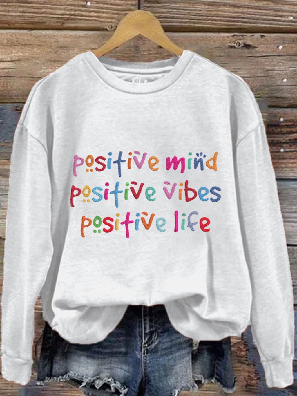 Women's Positive Vibe Mental Health Printed Sweatshirt