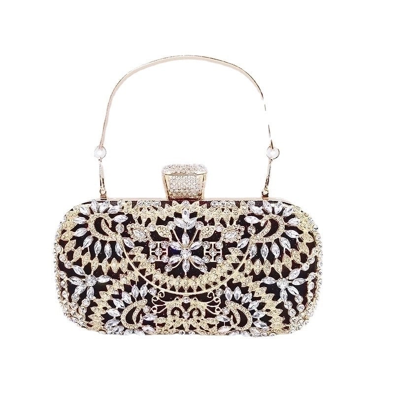 White Red Green Pu Leather Solid Color Rhinestone Square Clutch Evening Bag