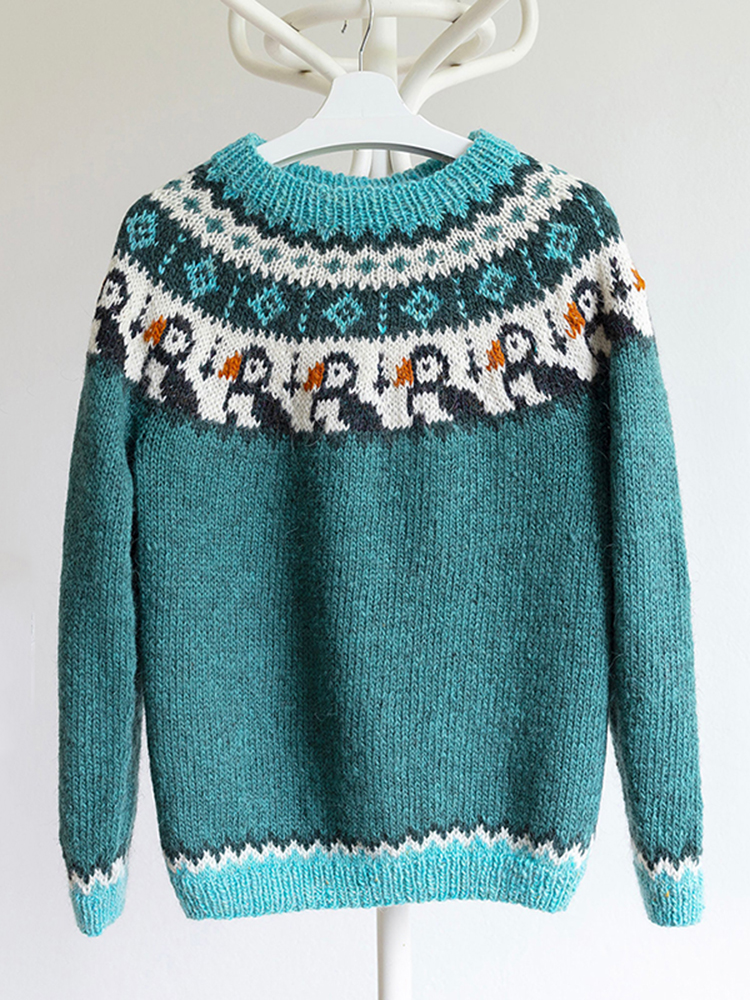 Snow Penguin Graphic Knitted Crew Neck Sweater