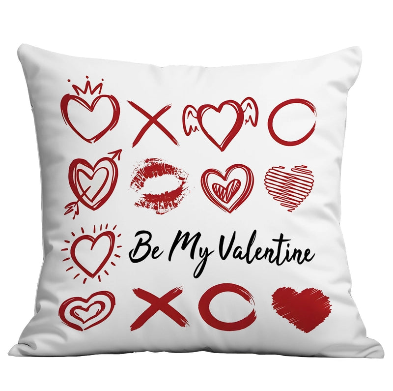 Valentine'S Day Minimalist Letter Heart Shape Short Velvet Pillow Cases Couch & Sofa Decor