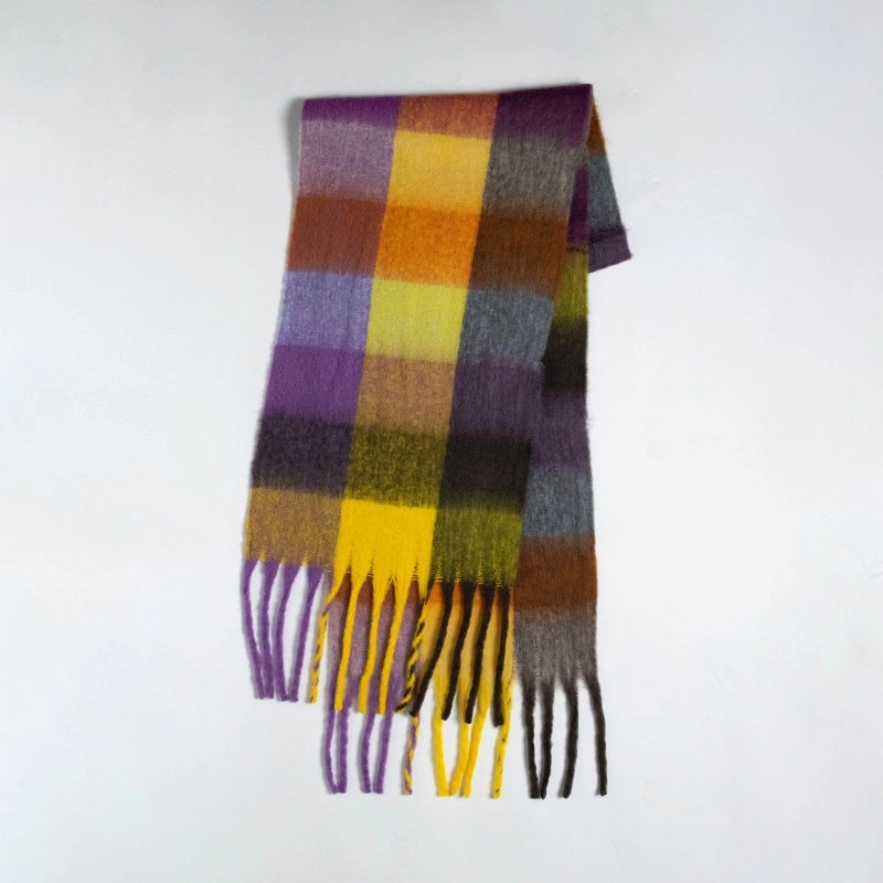 Women's Sweet Color Block Polyester Scarf