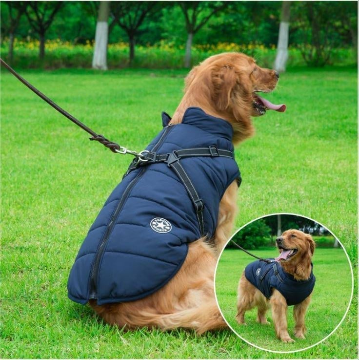 🔥  Promotion 47% OFF - Waterproof Winter Dog Jacket with Built-in Harness