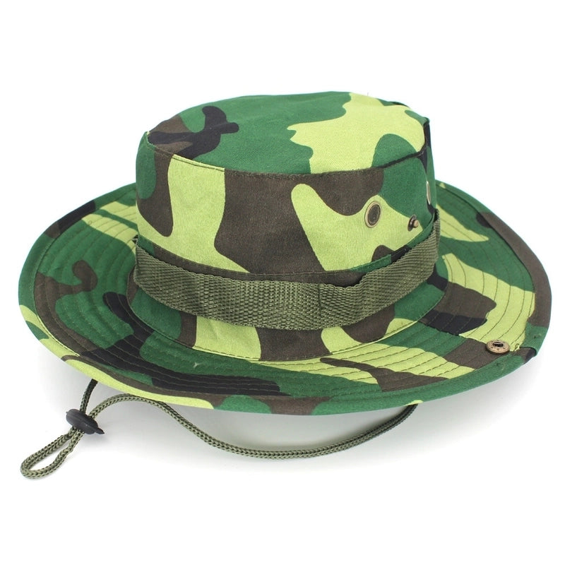 Adults Casual Solid Color Camouflage Flat Eaves Bucket Hat