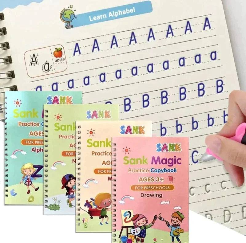 Magic Handwriting Practice Notebook For Kids (pack of 4)