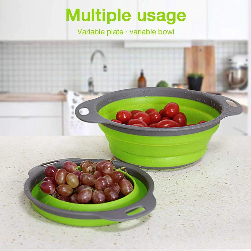 Foldable Silicone Drain Basket-Green(Large)