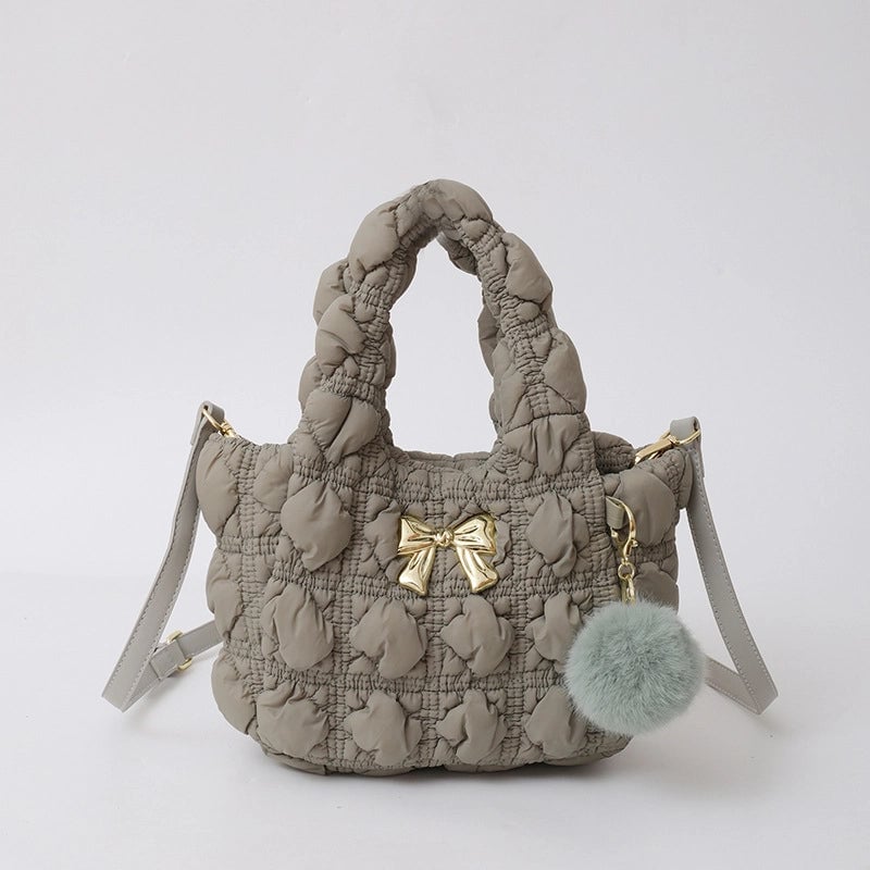 Women's Small Nylon Solid Color Bow Knot Streetwear Square Magnetic Buckle Shoulder Bag Handbag