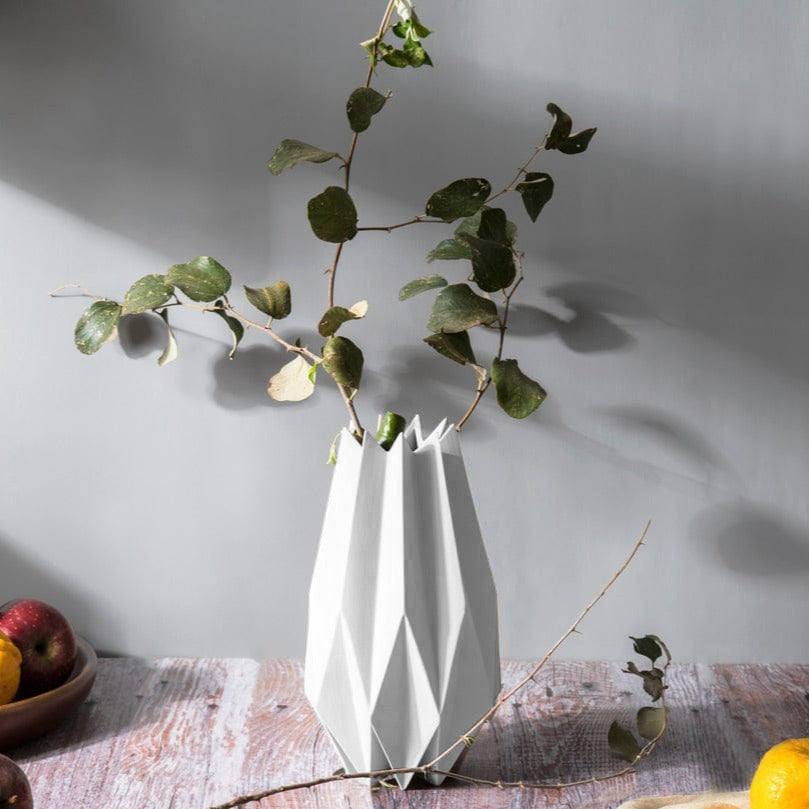 Origami Porcelain Vase Tall - White