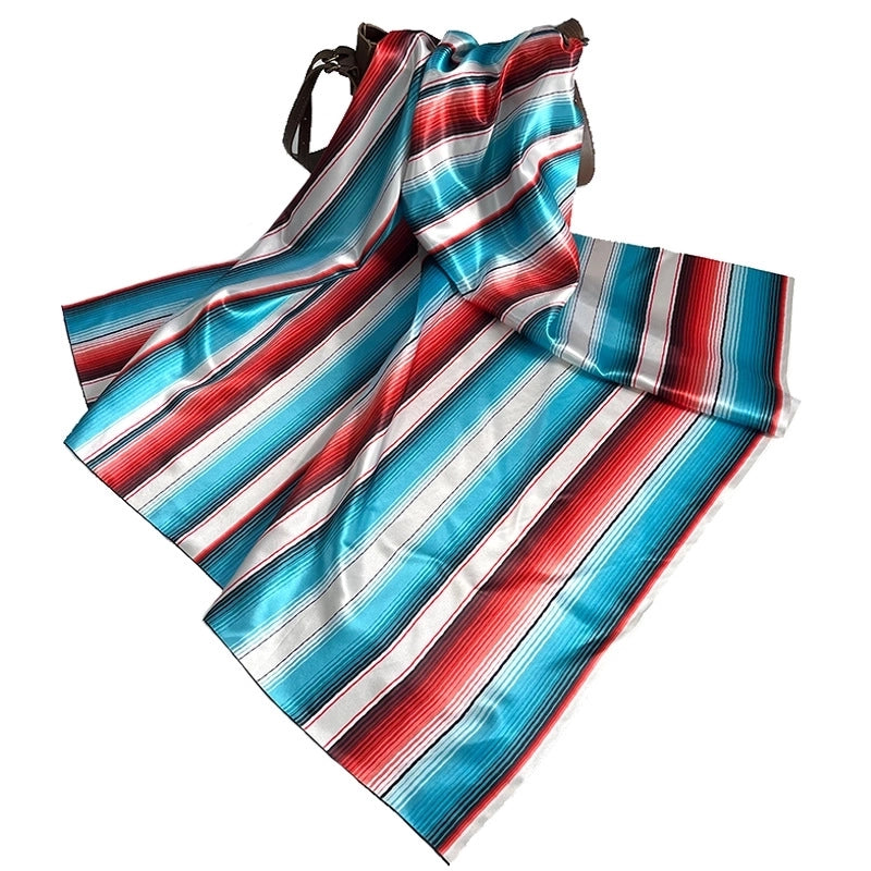 Women's Fashion Stripe Satin Printing Silk Scarves