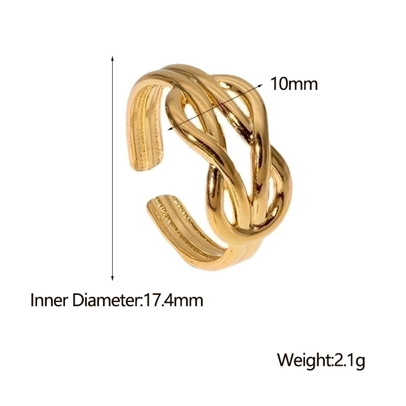 Fashion Geometric Solid Color 304 Stainless Steel 18K Gold Plated Plating Open Ring