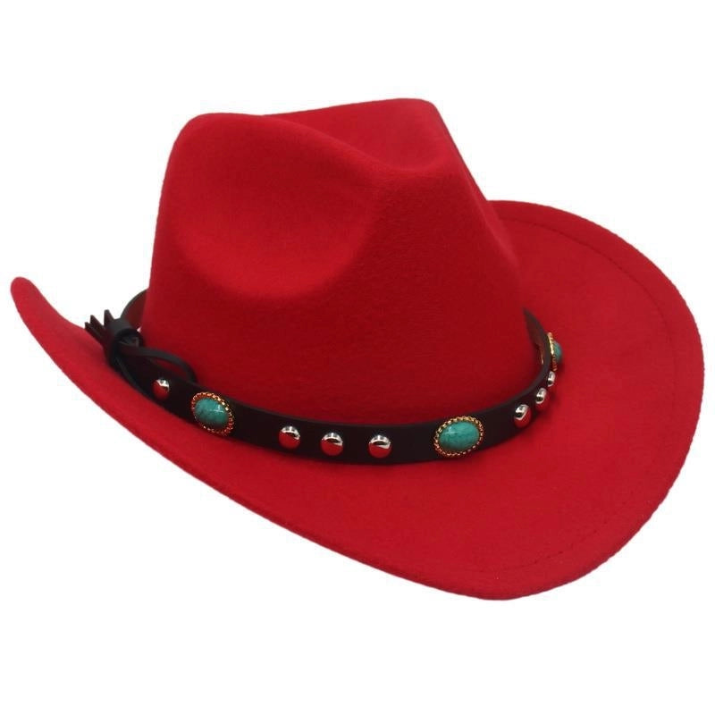 New Ethnic Style Tibetan Western Cowboy Hat Top Hat Autumn And Winter Men's And Women's Felt Hat Curling Jazz Hat Trendy