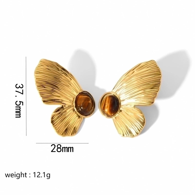 1 Pair Modern Style Flower Butterfly Ginkgo Leaf Polishing Plating 304 Stainless Steel Ear Studs