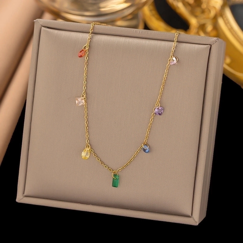 Sweet Minimalist IG Style Starfish Heart Shape Bow Knot Titanium Steel Plating Pendant Necklace