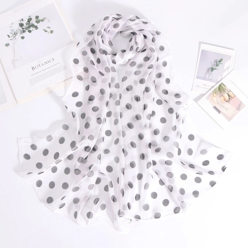 Women's Elegant Basic Minimalist Polka Dots Georgette Printing Silk Scarf