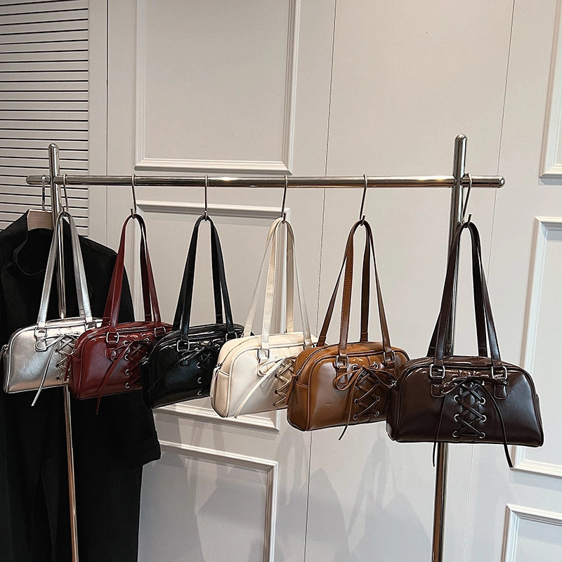 Women's Medium Pu Leather Solid Color Elegant Streetwear Sewing Thread Square Zipper Handbag