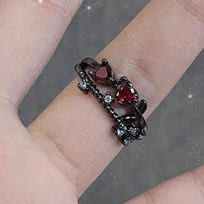 Sweet Cool Style Geometric Copper Irregular Plating Inlay Artificial Gemstones Open Rings