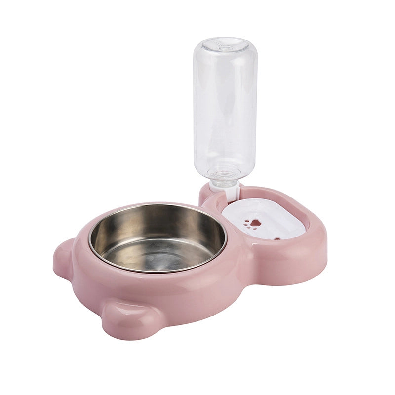 Pet Bowl Small Panda Bowl Pet Stainless Steel Dog Bowl Dog Double Bowl Automatic Feeding Drinker Manufacturers
