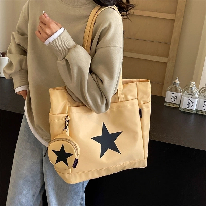 Women's Large Canvas Star Classic Style Zipper Tote Bag