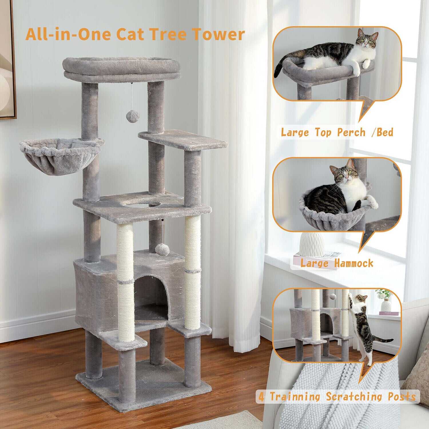 140cm Multi Level Cat Scratching Condo