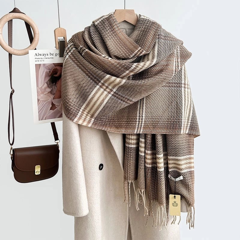 Women's Minimalist Classic Style Color Block Acrylic Polyester Scarf