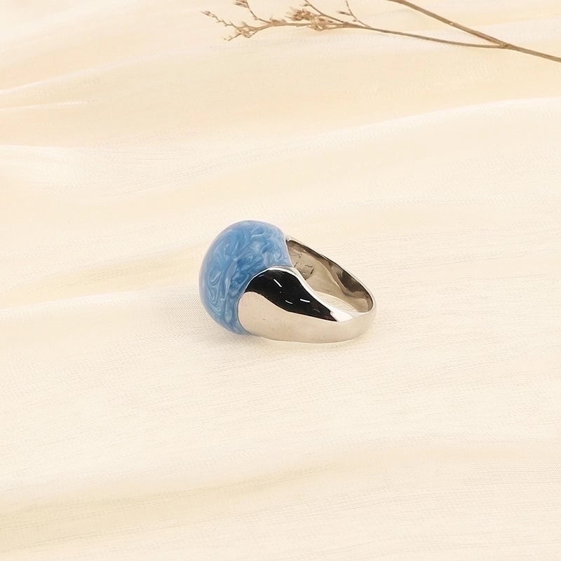 Minimalist Round Titanium Steel 18K Gold Plated Enamel Plating Rings