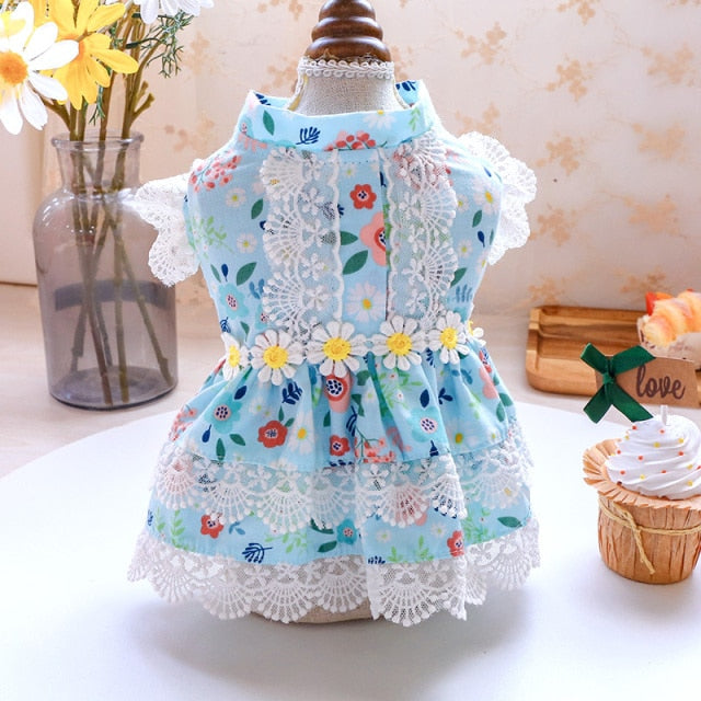 Floral Lace Design Dog Cat Dress