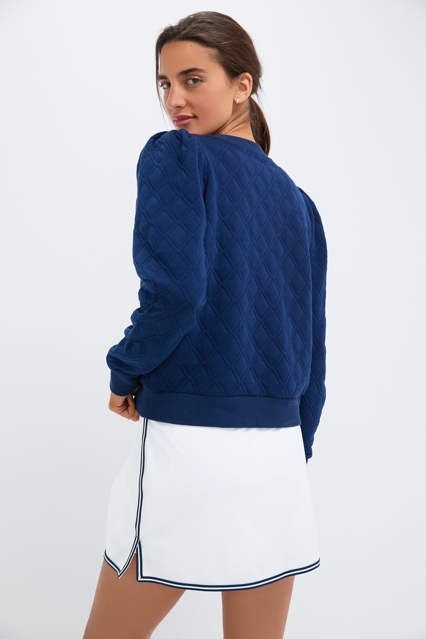 Navy Puff Sleeve Campbell Pullover