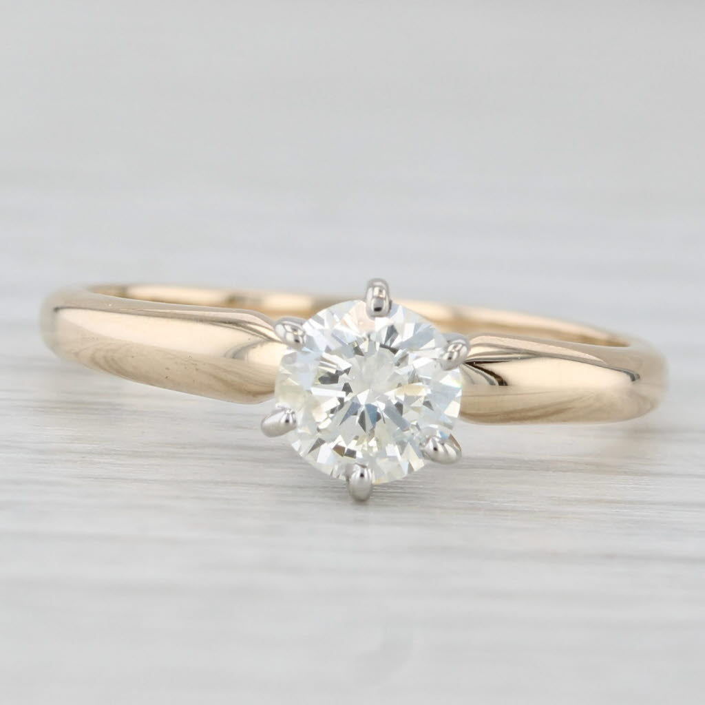 0.48ct Round Diamond Solitaire Engagement Ring 14k Yellow White Gold Size 5