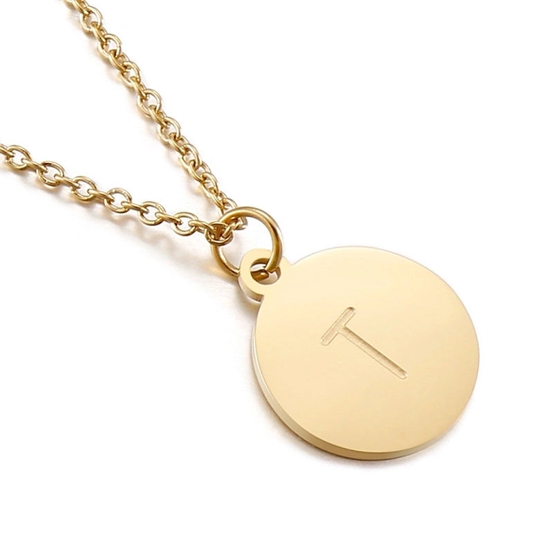 Titanium Steel 18K Gold Plated Minimalist Plating Letter Necklace