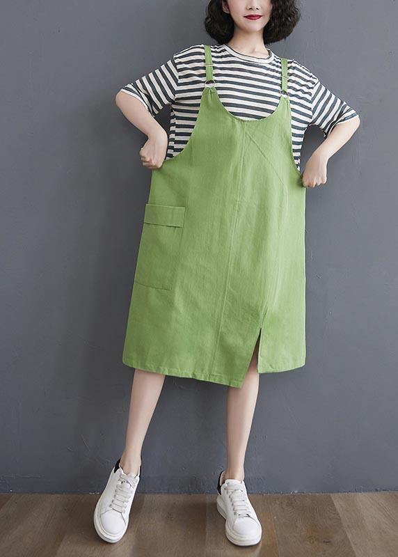 Two piece 2021 summer new strap skirt + striped T-shirt