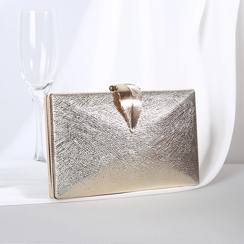 Red Purple Black Pu Leather Leaves Square Evening Bags