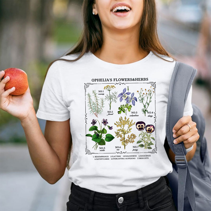 Ophelia's Flowers And Herbs Teacher T-Shirt