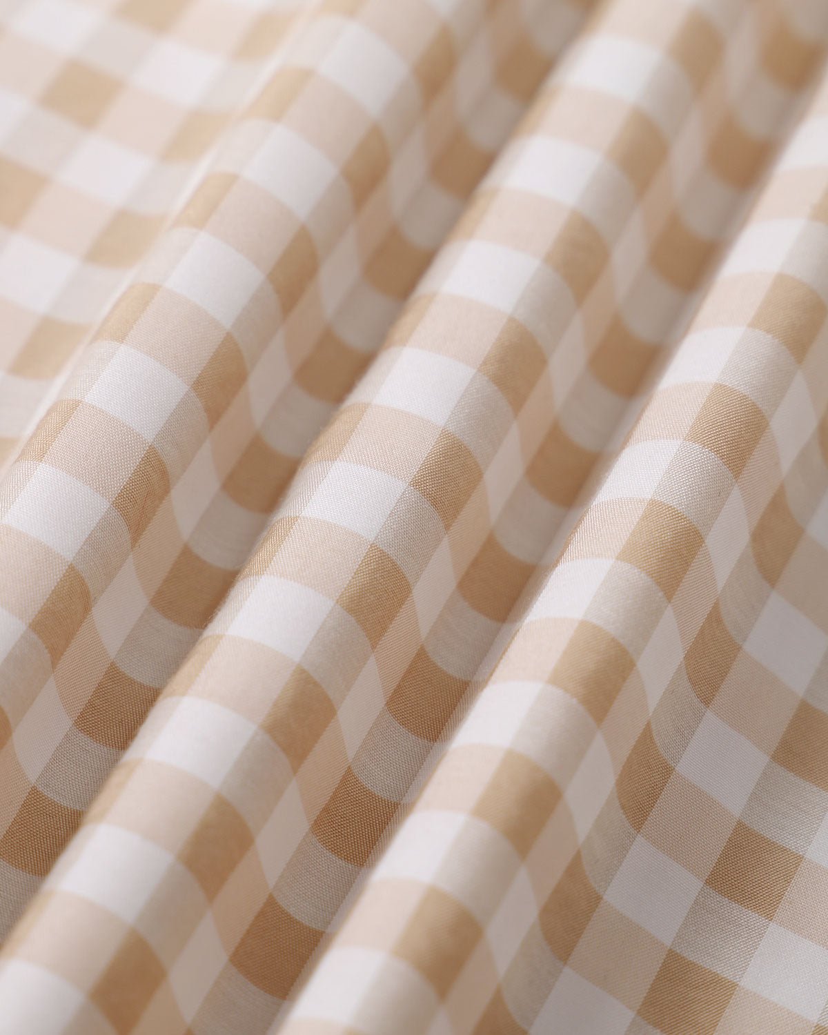 The Beige Round Neck Plaid Slit Midi Dress