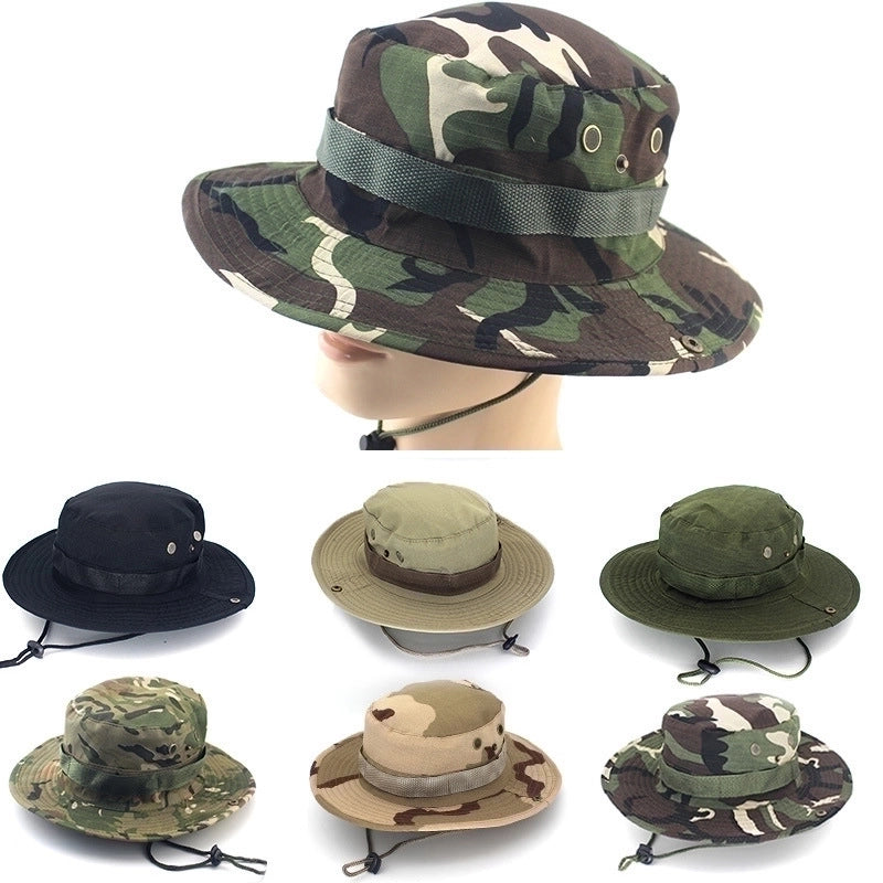 Adults Casual Solid Color Camouflage Flat Eaves Bucket Hat