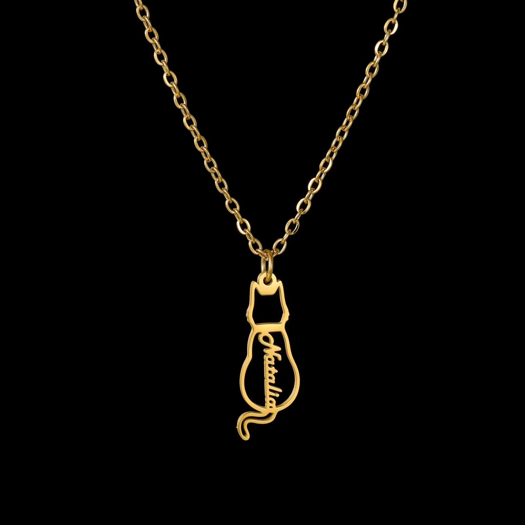 Custom Animal Outline Pendant Necklace With Name Design