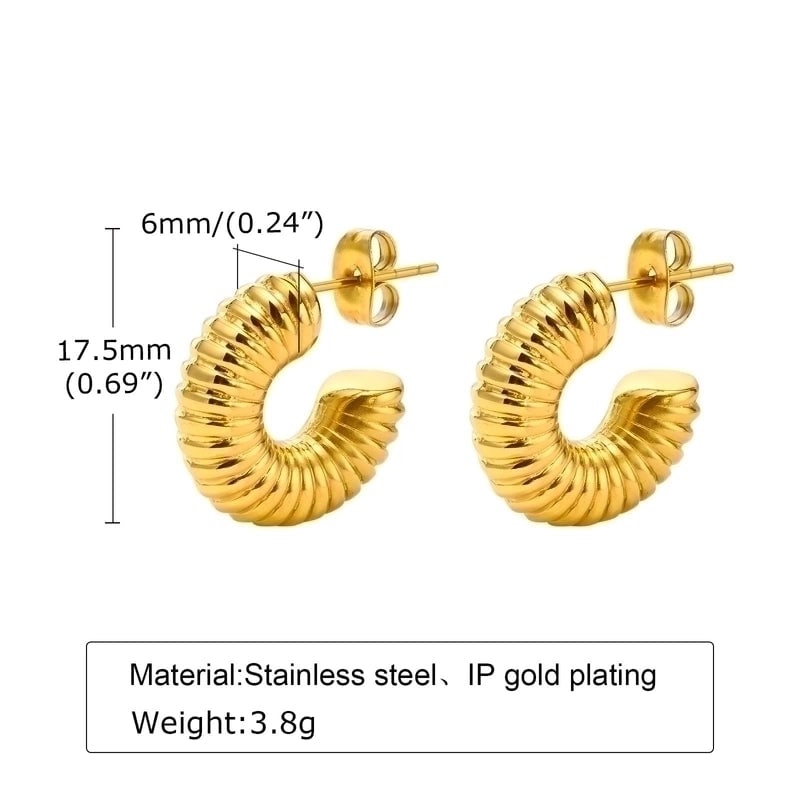 1 Pair Minimalist C Shape Plating Stainless Steel Ear Studs