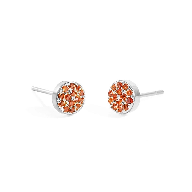 Minimalist Round Stainless Steel Inlay Artificial Diamond Ear Studs 1 Pair