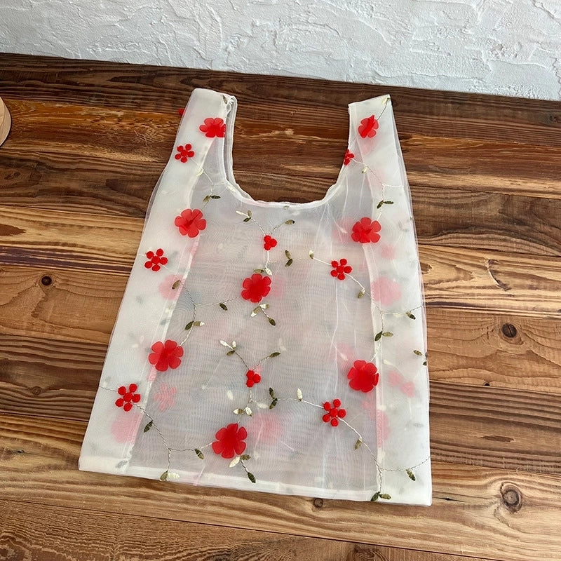 Women's Basic Flower Polyester Shopping Bags