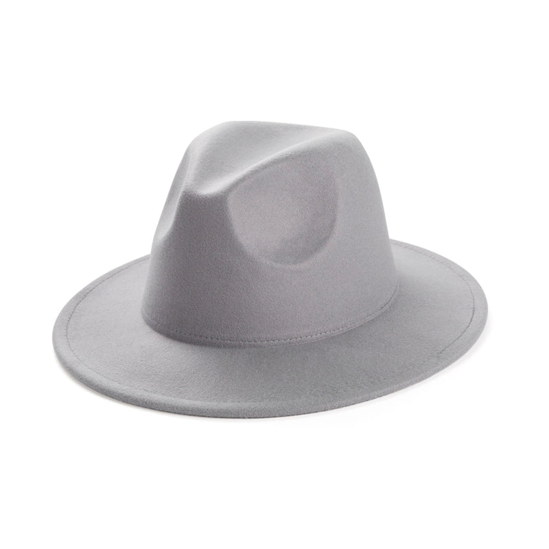 Unisex Elegant Solid Color Big Eaves Fedora Hat