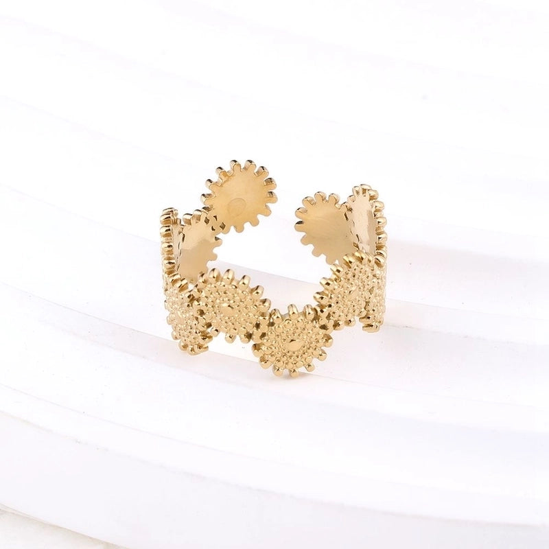 Princess Minimalist Solid Color 302 Stainless Steel 18K Gold Plated Rings