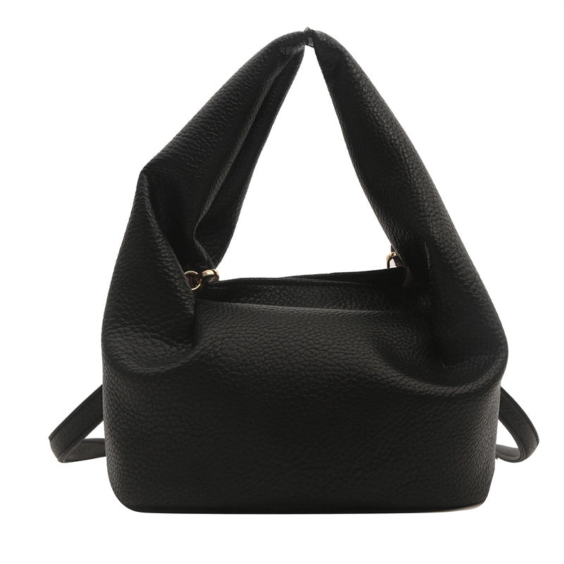 Women's Small Pu Leather Solid Color Streetwear Square Zipper Ruched Bag