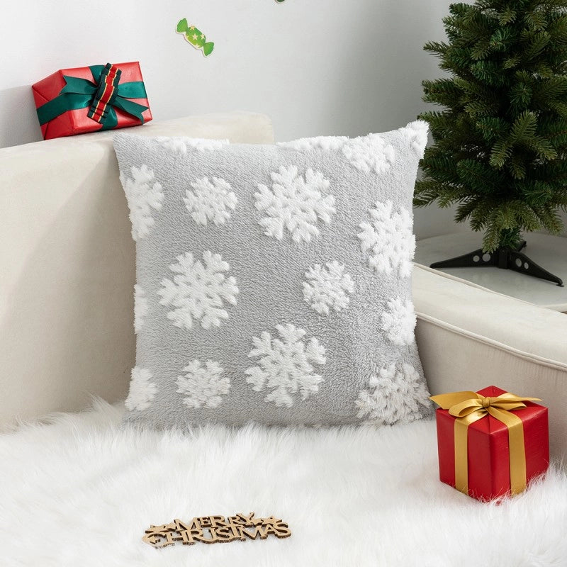 New Christmas Pillow Cover Fleece Jacquard Christmas Tree Elk Pillow Cushion Holiday Decoration Cushion Cover