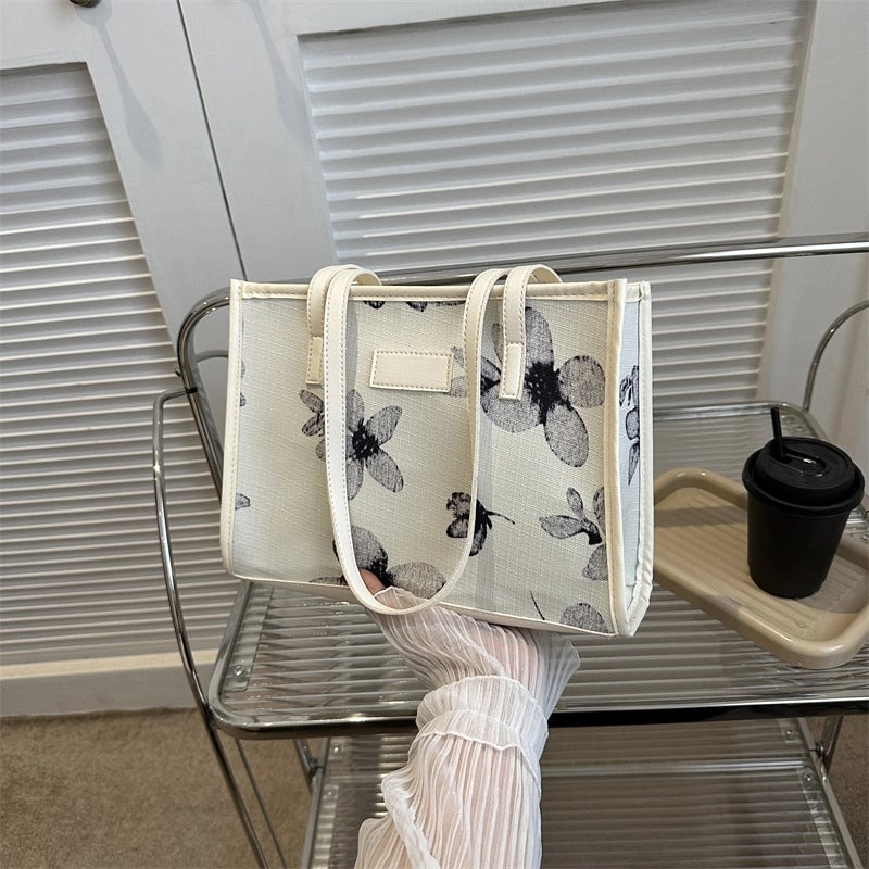 Women's Medium Canvas Flower Butterfly Streetwear Zipper Underarm Bag