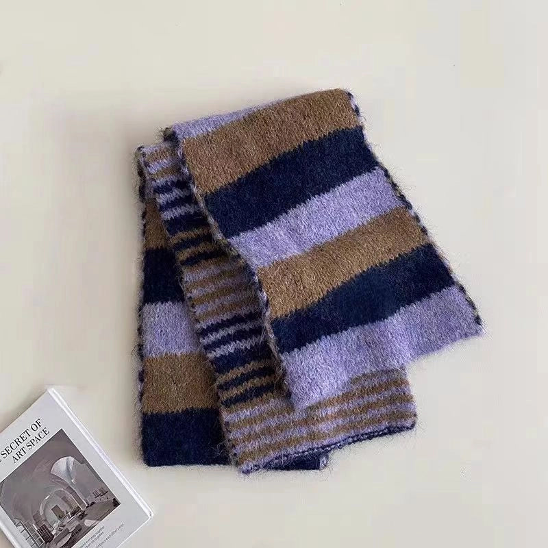 Women's Minimalist Stripe Polyester Fleece Scarf